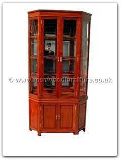 Rosewood Furniture Range  - ffrp40ang - Angle glass cabinet plain design with Spotlight and Mirror Back