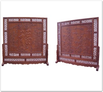 Rosewood Furniture Range  - ffscdoftb - Double-face screen stand w/f and b and blessing carving