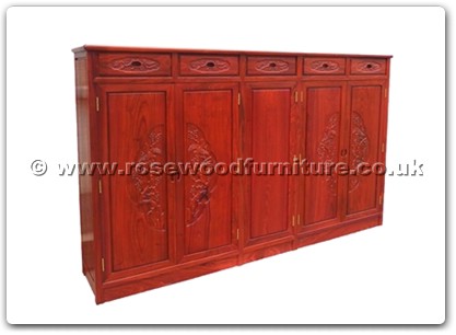 Rosewood Furniture Range  - ffshocb - Shoes cabinet f&b carved w/5 drawers & 5 doors