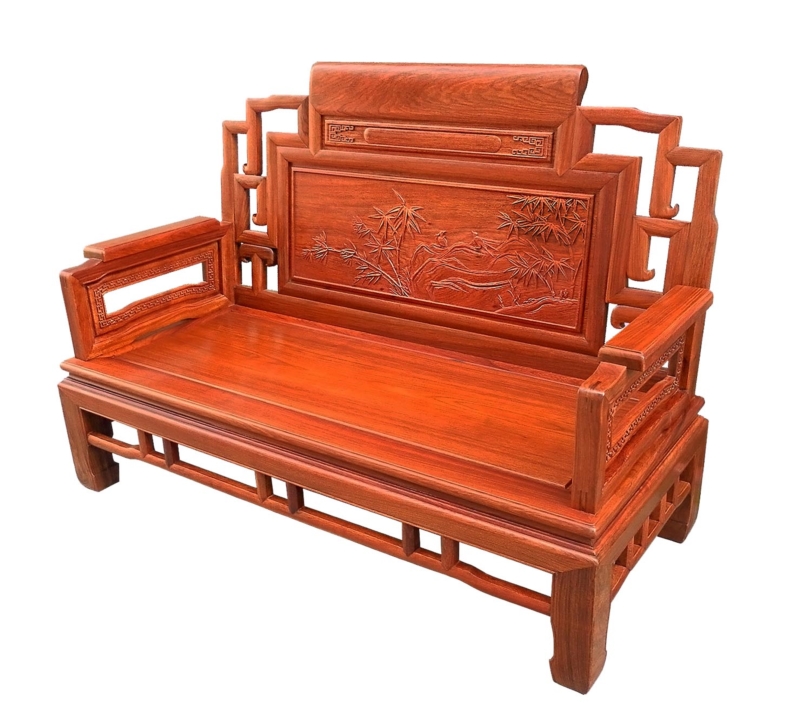 Rosewood Furniture Range  - ffsofa2boo - 2 seats sofa w/bamboo carved