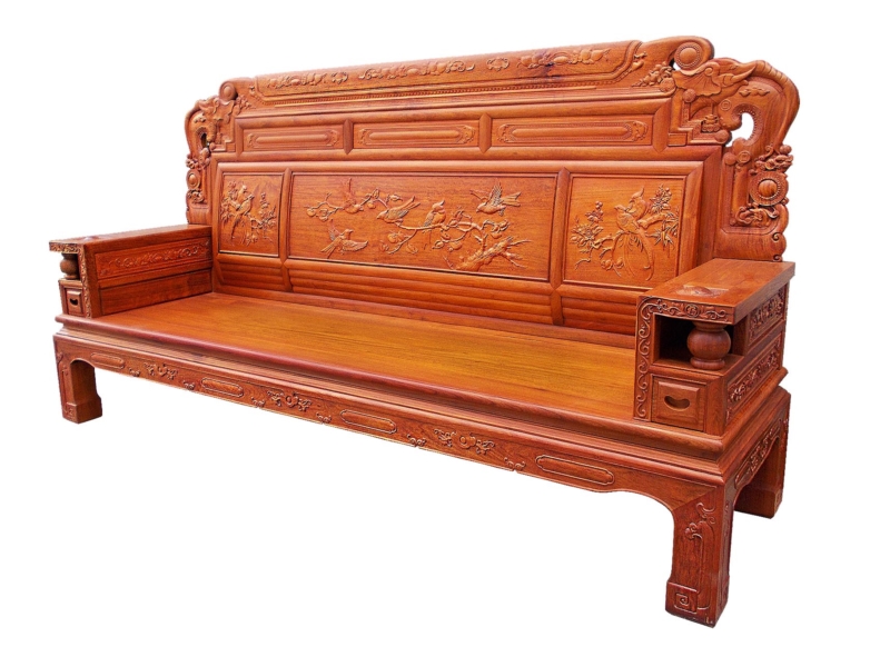 Rosewood Furniture Range  - ffsofa3sb - 2 seats sofa w/f&b carved
