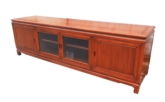 Chinese Furniture - ff209r24hfp -  hi-fi cabinet plain design w/2 glass doors & 2 wooden doors - 80" x 20" x 24"