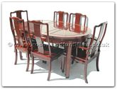 Chinese Furniture - ff7302p -  Oval dining table plain design with 2+4 chairs - 62" x 44" x 30"