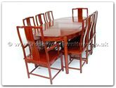 Chinese Furniture - ff7303o -  Ming style oval dining table with 2+6 chairs - 80" x 44" x 30"