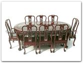 Chinese Furniture - ff7304m -  Oval dining table dragon design tiger legs with m.o.p. and 2+6 chairs - 82" x 44" x 30"