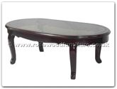Chinese Furniture - ff7328f -  Smoke glass top oval coffee table french design - 48" x 26" x 16"