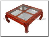 Chinese Furniture - ff7329c4g -  4 section bevel glass top curved legs coffee table - 36" x 36" x 16"
