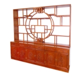 Chinese Furniture - ffdivfbcur -  ming style room divider cabinet f&b carved w/6 drawers & 6 doors & curio top - 100" x 19" x 91"