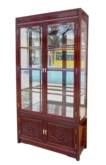 Chinese Furniture - ffe55bglab -  glass cabinet b&f design w/spot light & mirror back - 40" x 14" x 78"