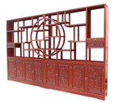 Chinese Furniture - fffydisdlml -  display cabinet dlmch-mlzj carved - 132" x 10.5" x 81"