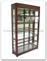 Chinese Furniture - ffp48glass -  Black wood glass cabinet with spot light and mirror back - 48" x 14" x 78"